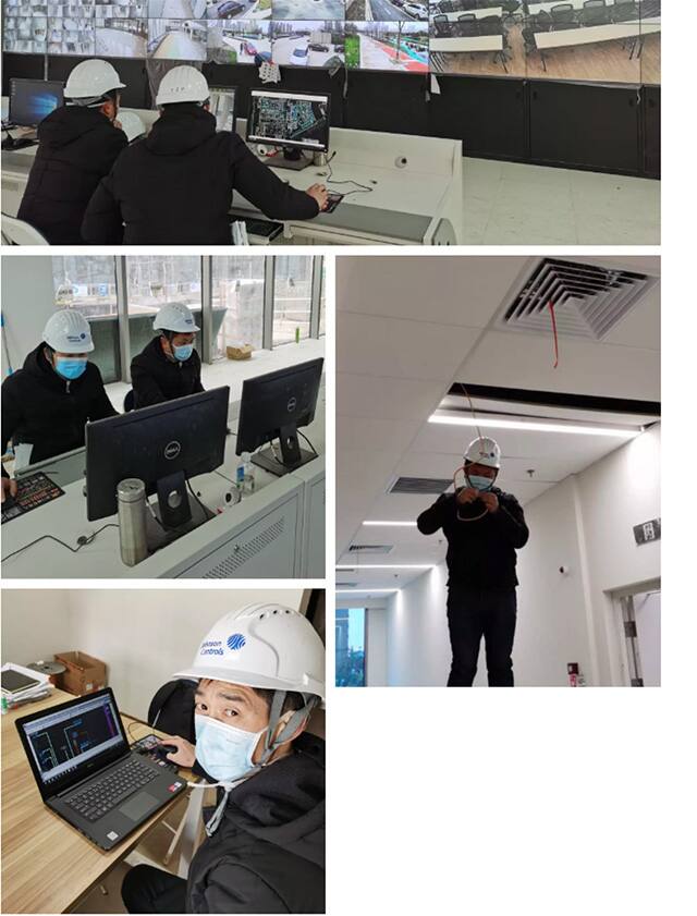 Johnson Controls engineers testing the IT equipment and installing wireless access points