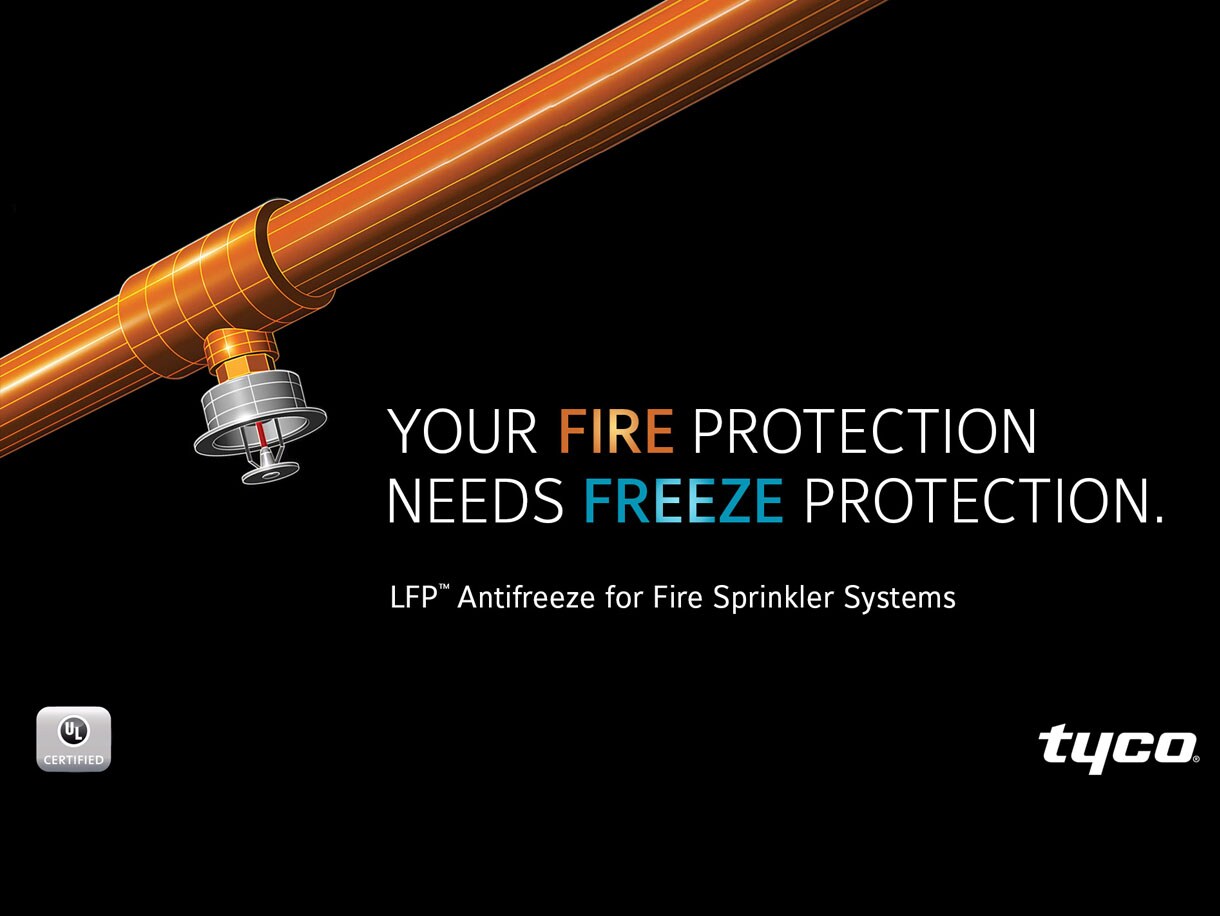 A poster for Tyco's LFP™ Antifreeze for fire suppression systems
