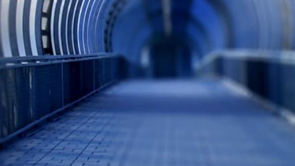 Interiors of a glass tunnel