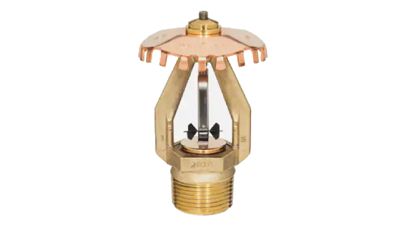 A golden sprinkler on a white background